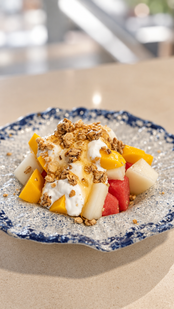 Yogur con frutas y frutos secos